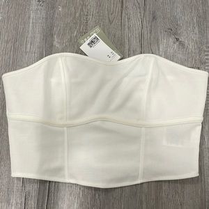 H&M White Ribbed Cropped Tube Top